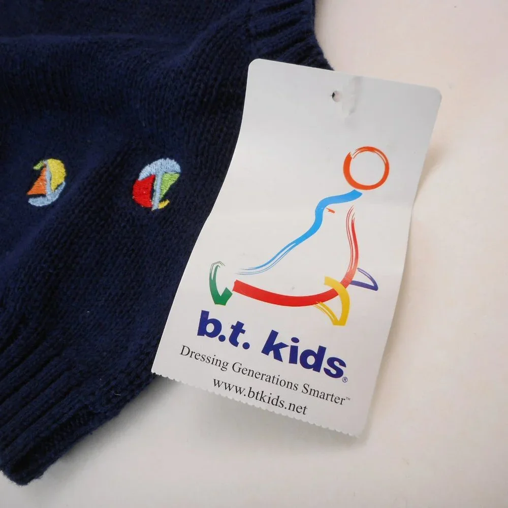 B.T. Kids Baby Boys Size 3-6 Mo Navy Blue Sweater Vest Sailboats Sailing NWT